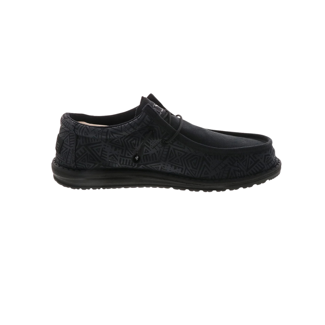 Hey Dude Men's Wally Stretch Casual Total Black Shoes
