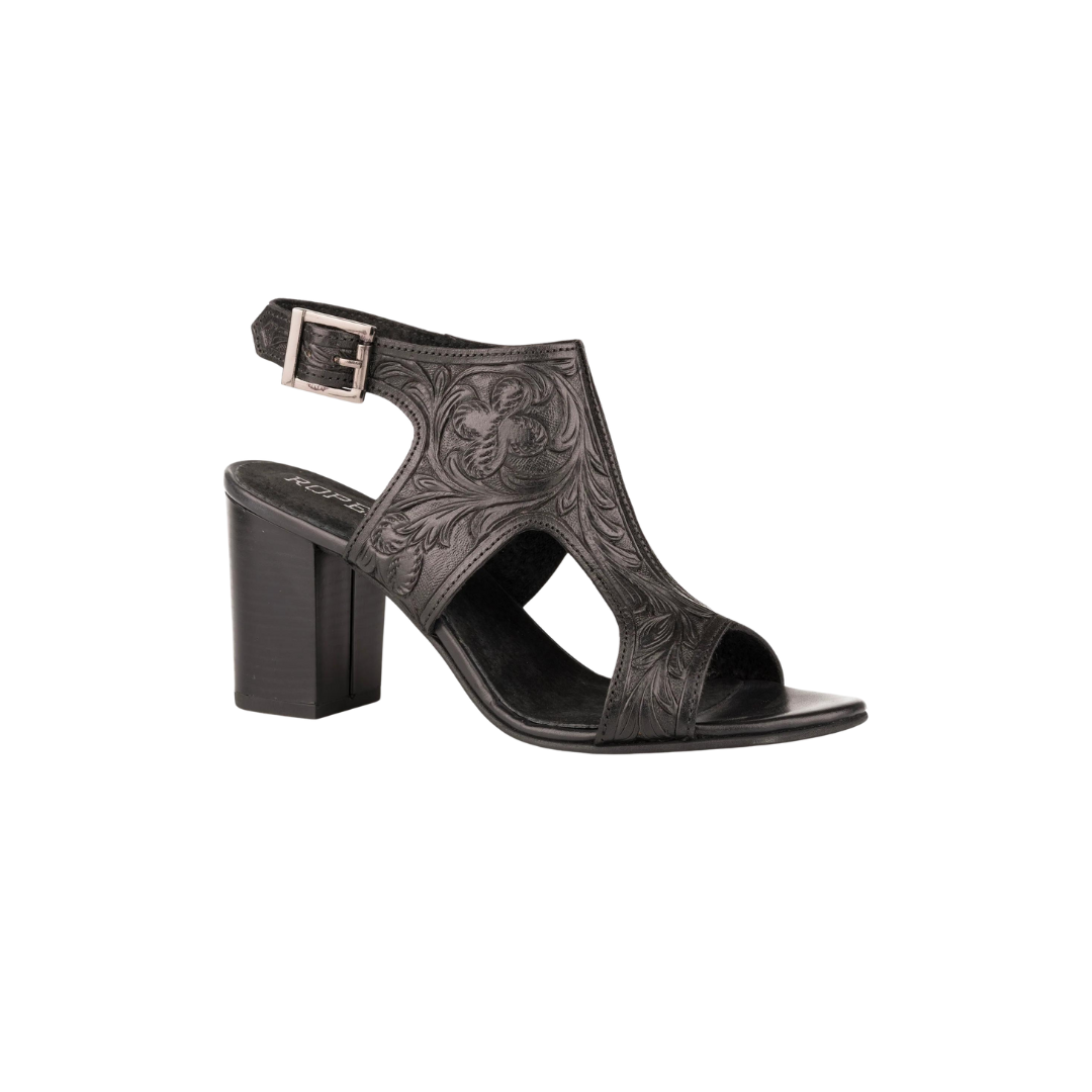 Roper Women's Black Mika II Heel Sandal Shoes