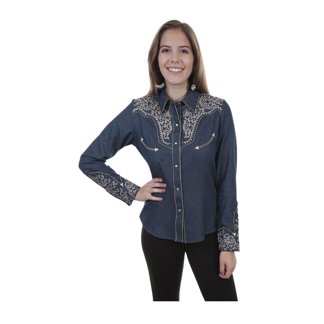 Scully Leather Women's Embroidered Snap Blouse
