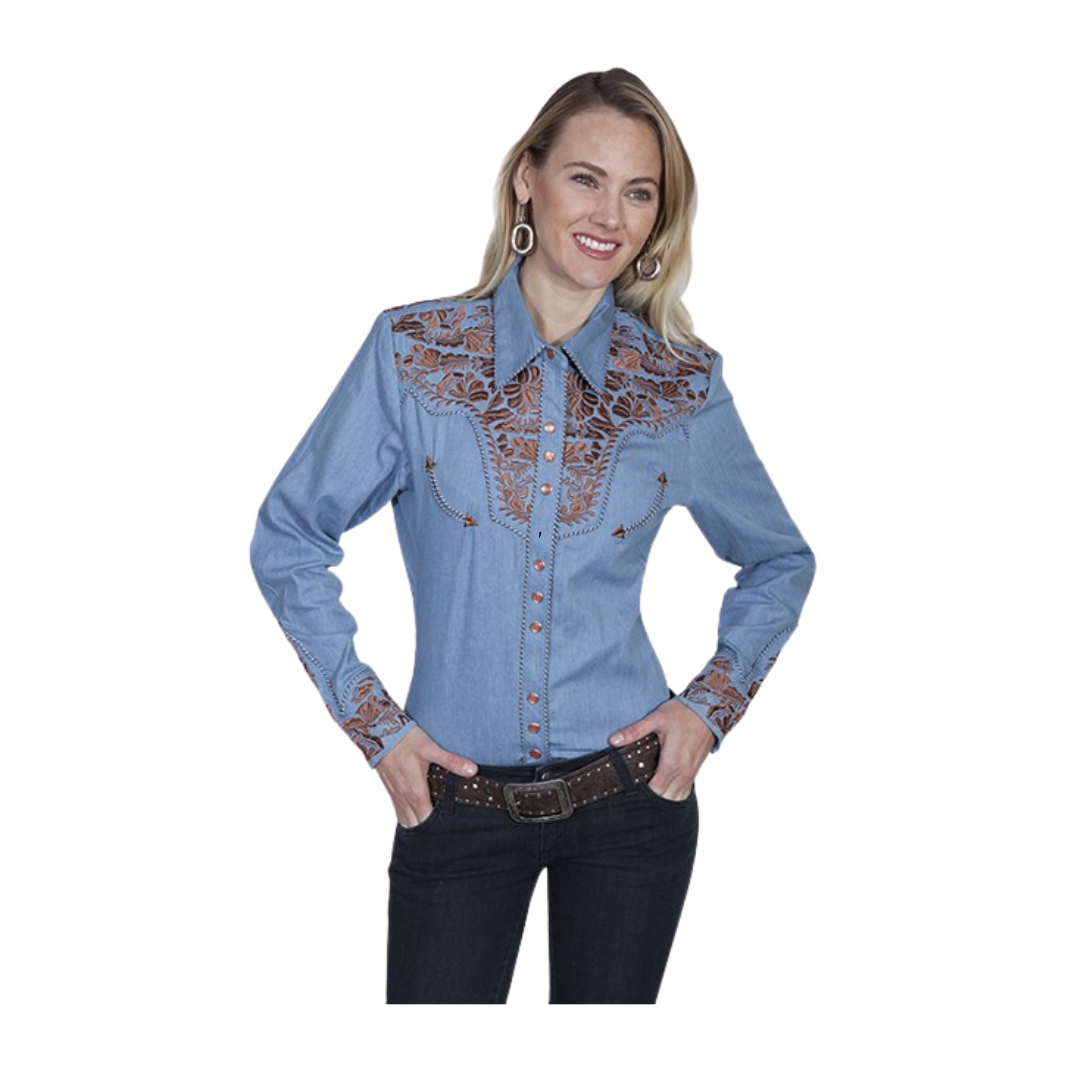 Scully Leather Women's Floral Snap Blouse
