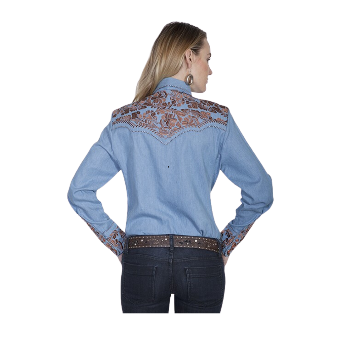 Scully Leather Women's Floral Snap Blouse