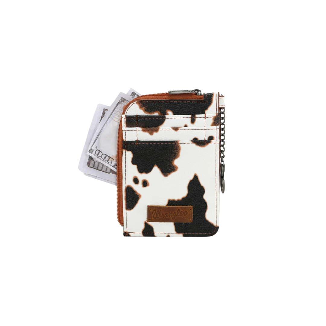 Wrangler Women's Cow Print Print Mini Zip Card Brown Case