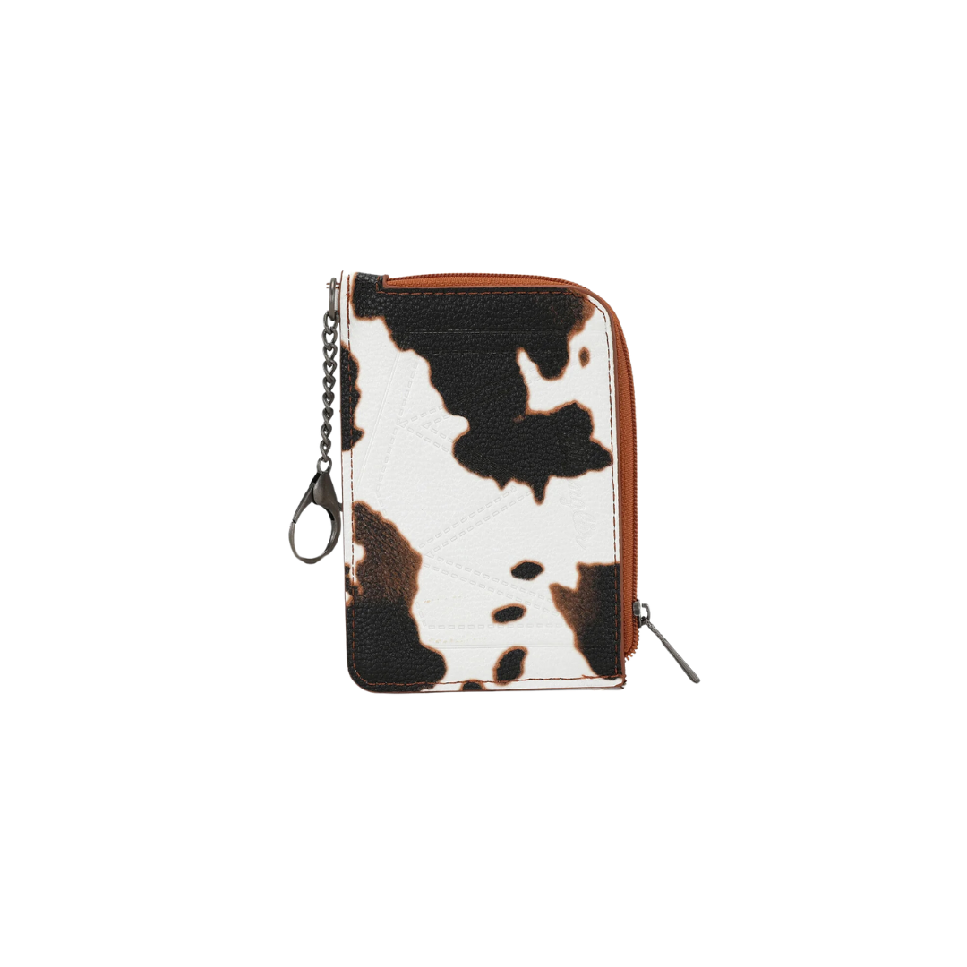 Wrangler Women's Cow Print Print Mini Zip Card Brown Case