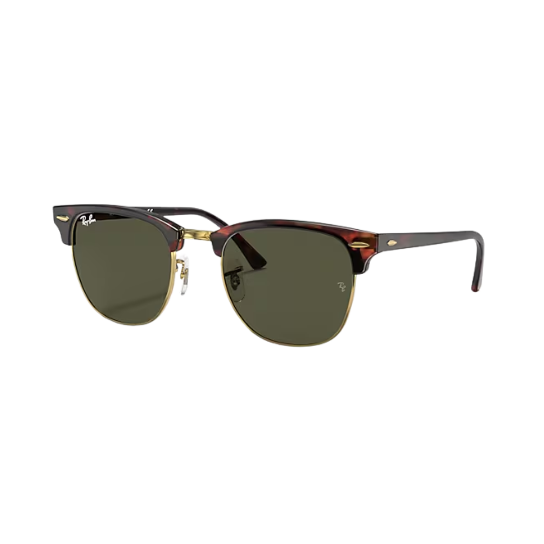 Ray-Ban Unisex Clubmaster Mock Tortoise Green Sunglasses