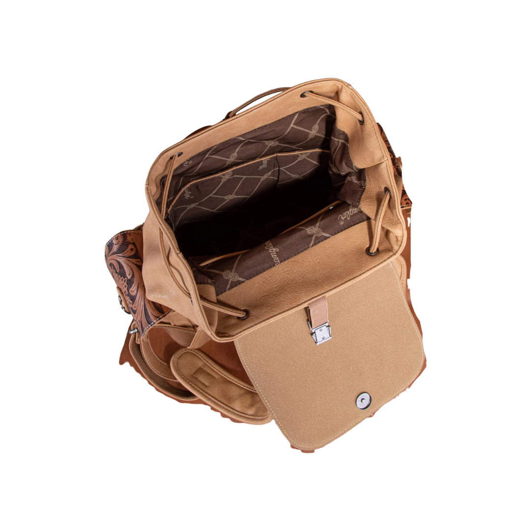 Wrangler Women's Vintage Floral Tooled Light Brown Backpack