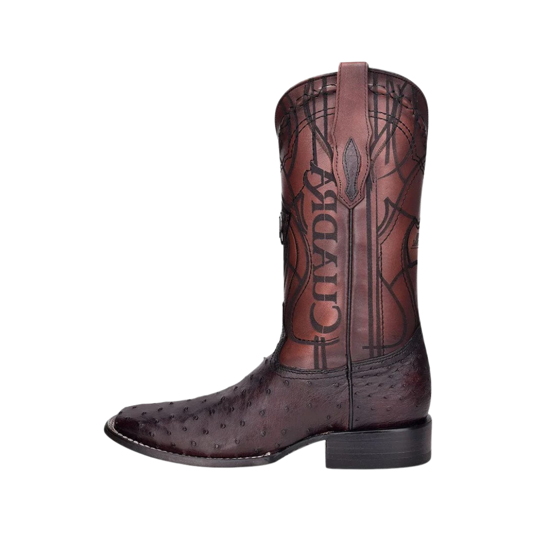 Cuadra Men's Ostrich Wide Square Black Cherry Boots