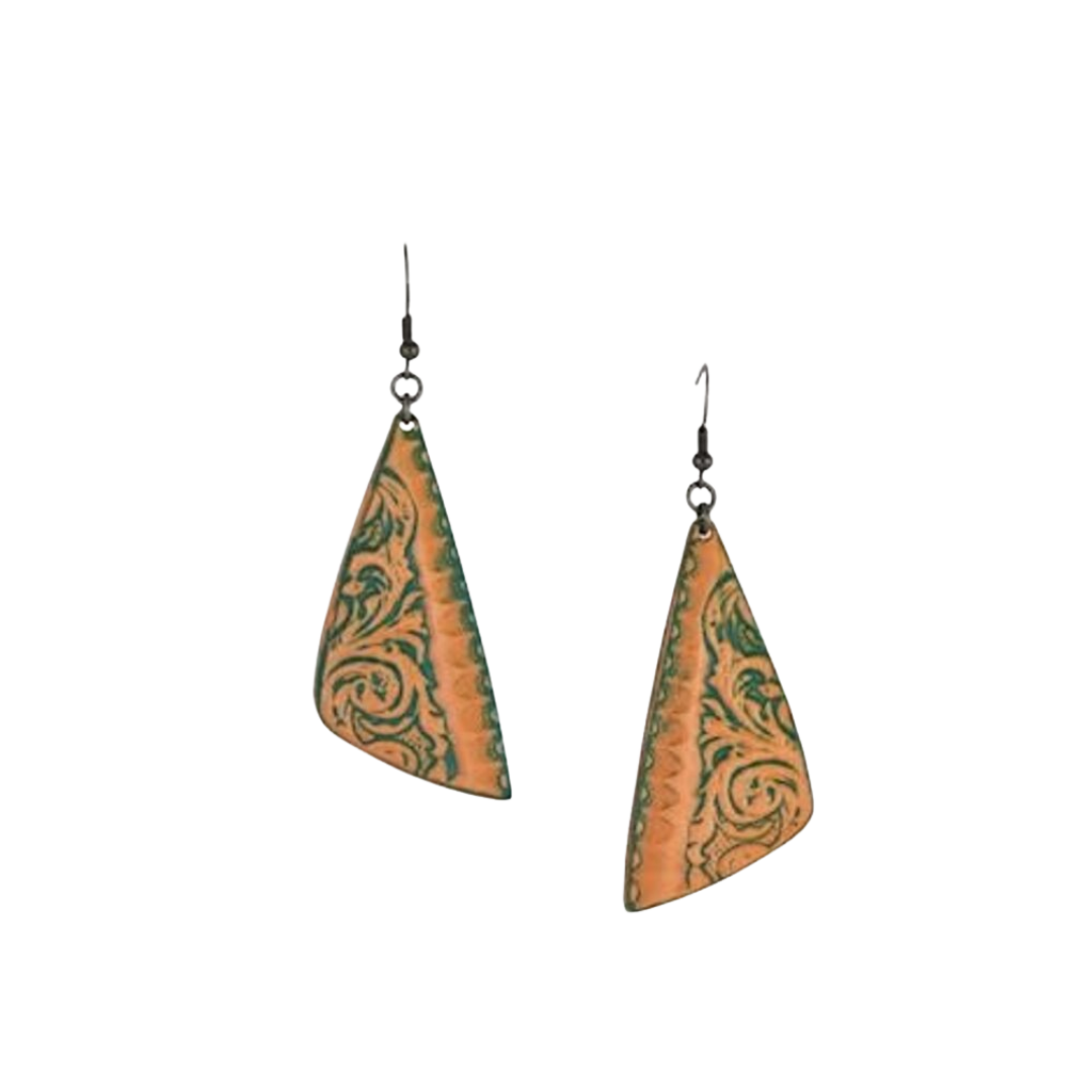 Justin Women's Tooled Leather Triangles Multicolor Earrings
