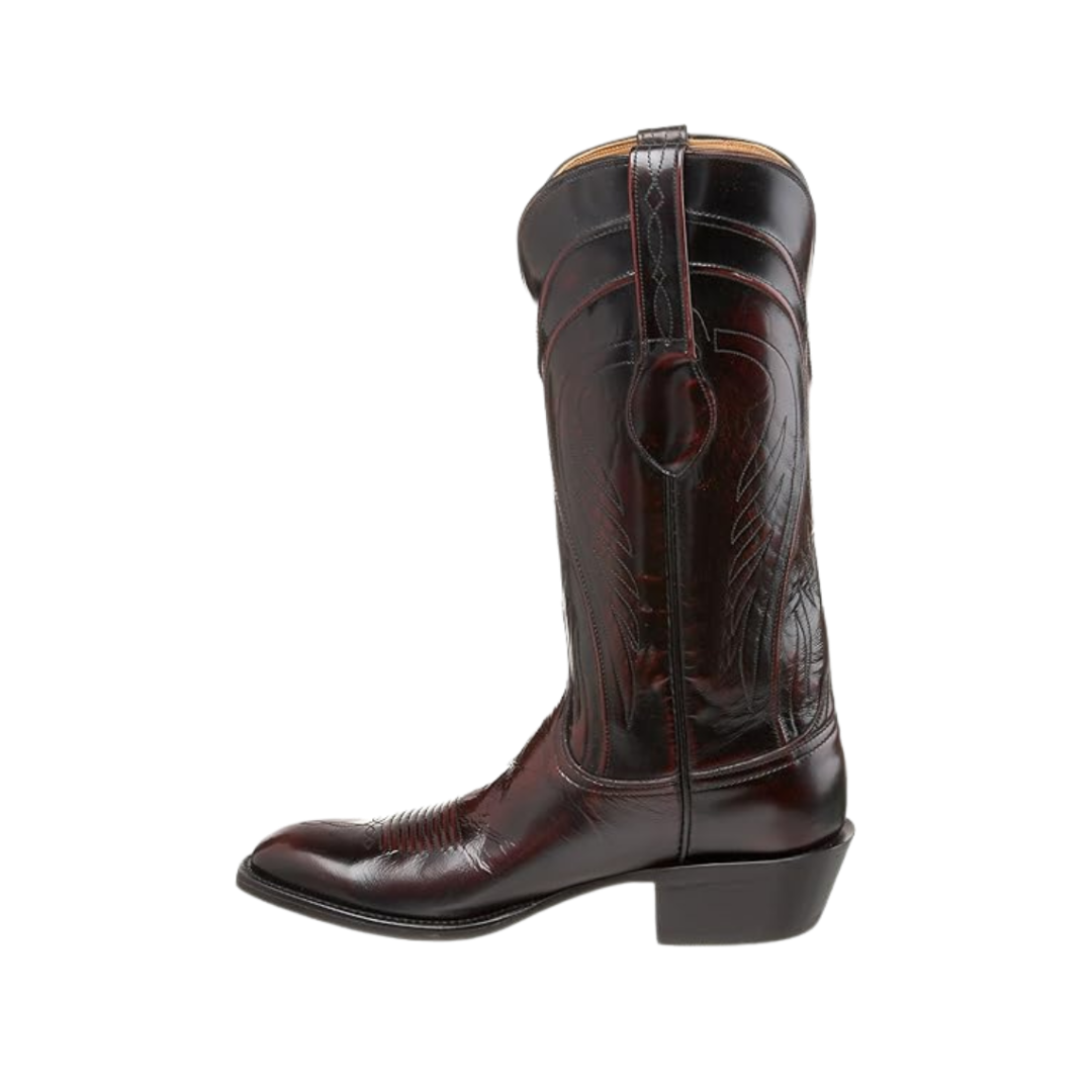 Lucchese Men's Brush Narrow Square Cherry Black Boots