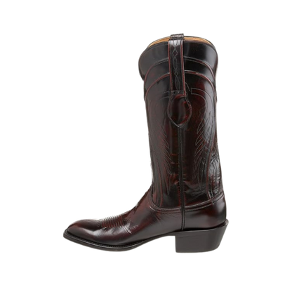 Lucchese Men's Brush Narrow Square Cherry Black Boots