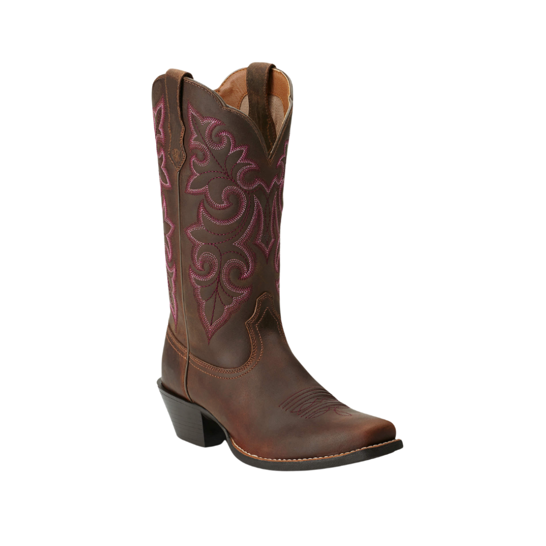 Ariat Women's Round Up Square Toe Western Powder Brown Boots