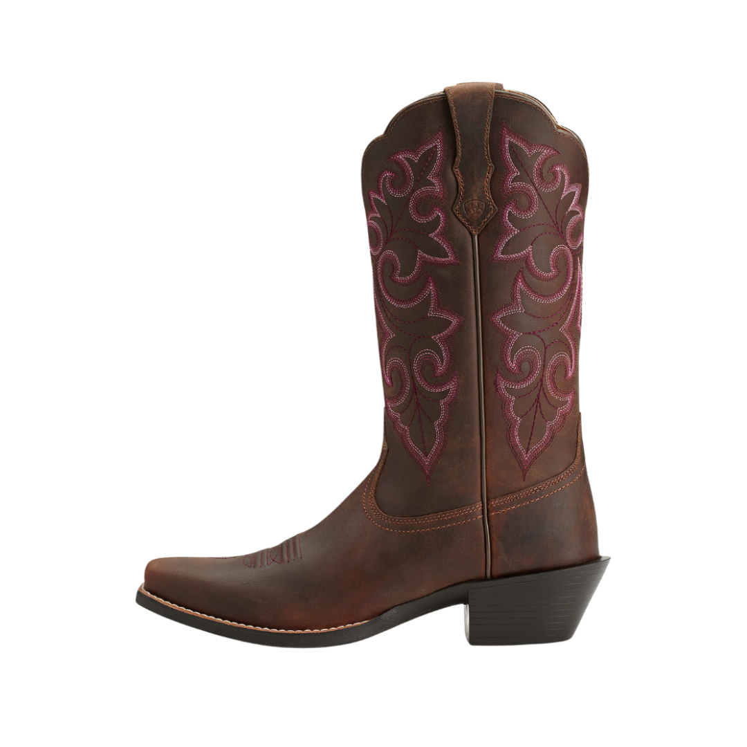 Ariat Women's Round Up Square Toe Western Powder Brown Boots