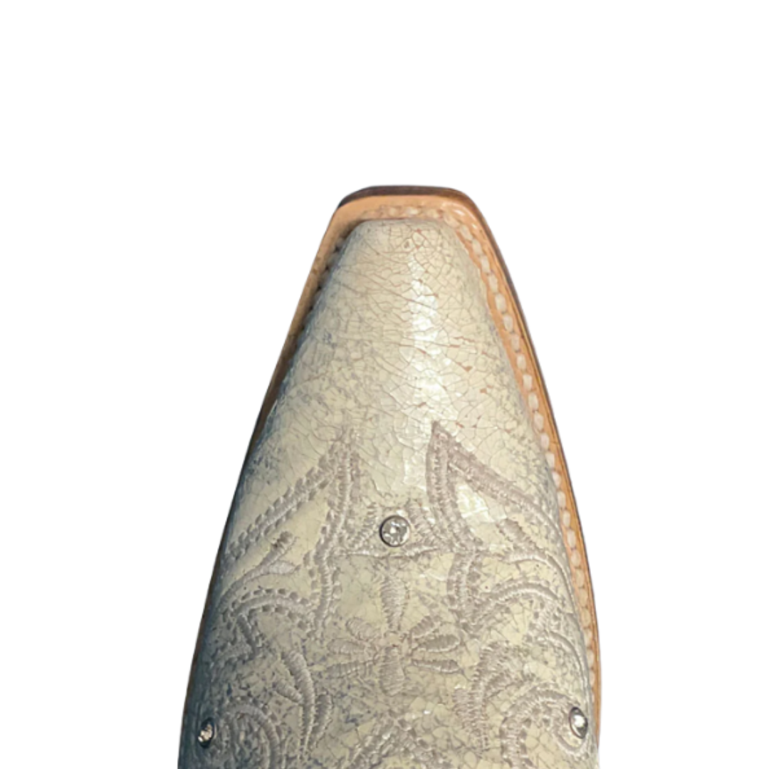 Corral Womens Embroidery &amp; Crystals Bone Western Boot