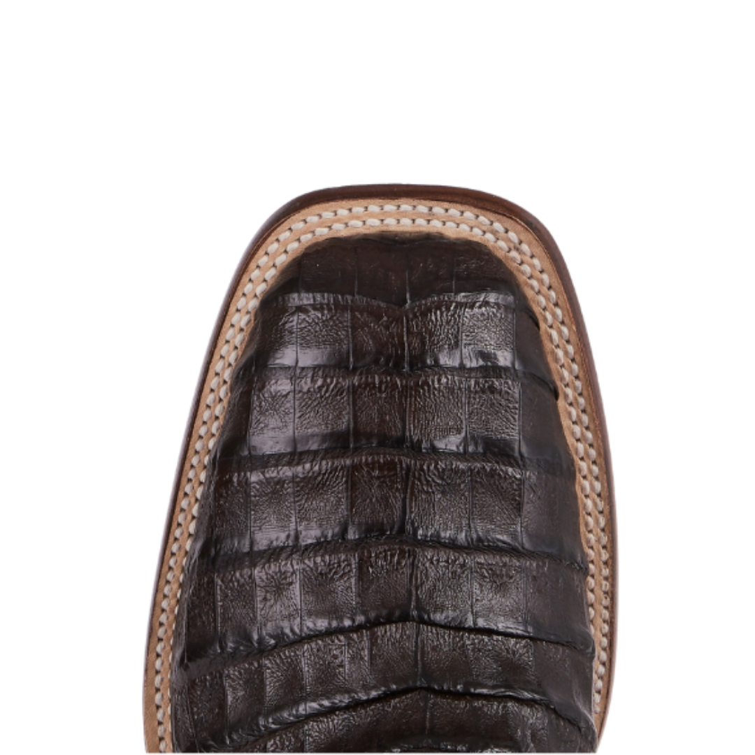 Lucchese Men's Caiman Belly Goat Western Chocolate Boots