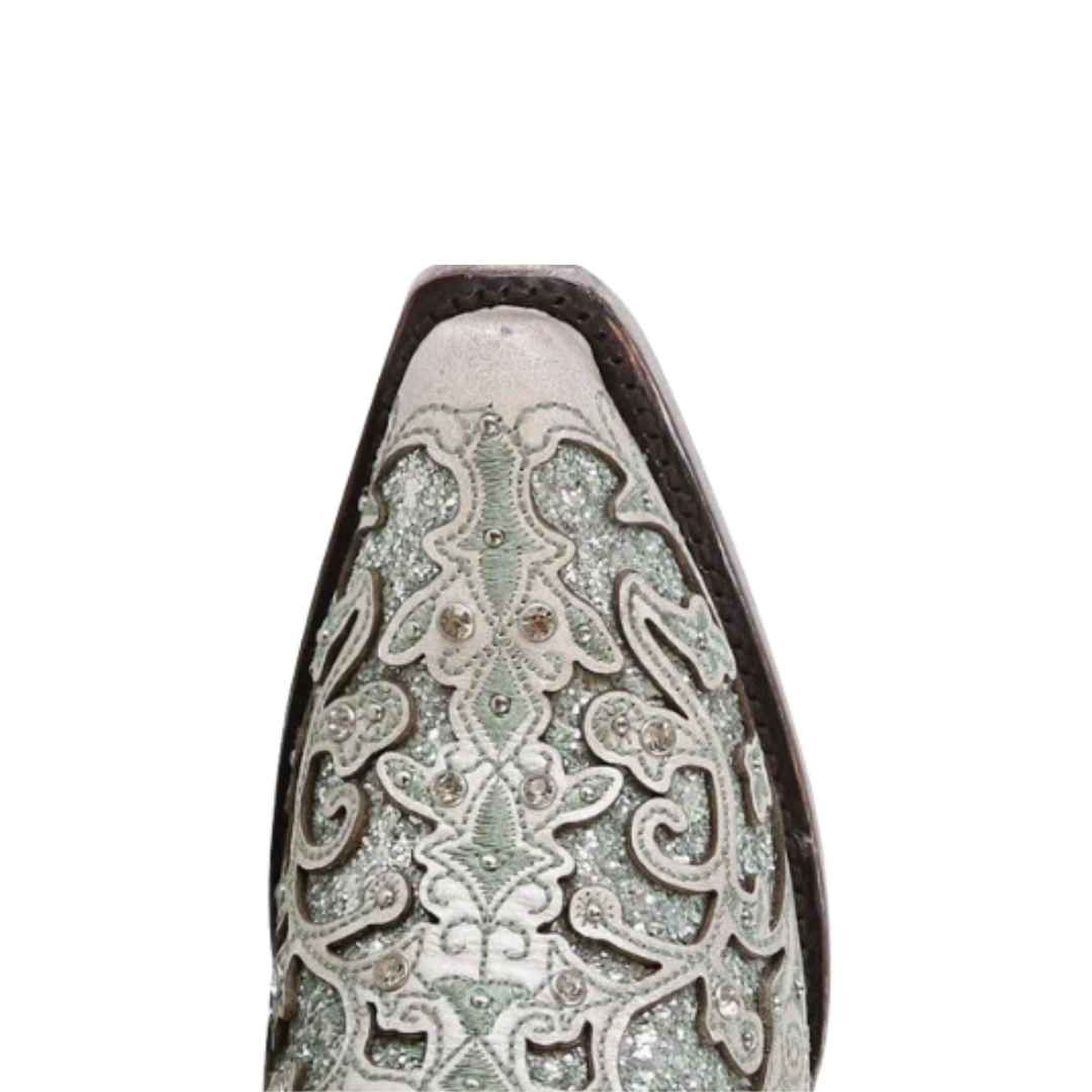 Corral Women's Crystals Inlay Martina Green White Boots
