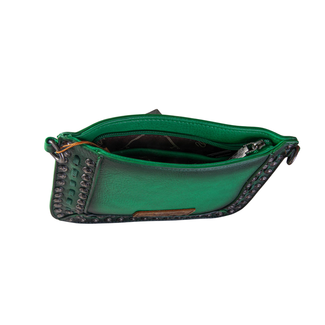 Wrangler Women's Rivets Wristlet Green Crossbody