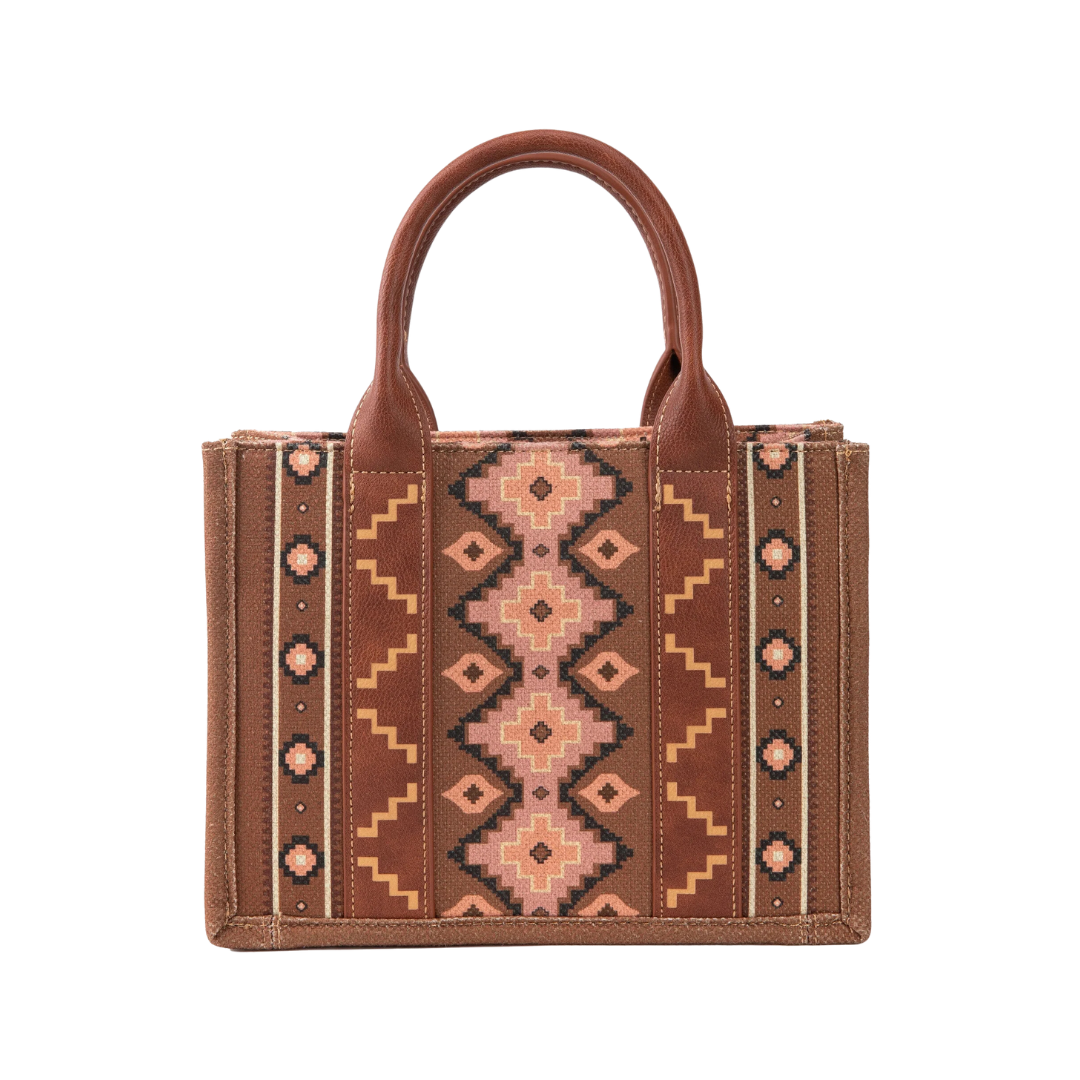 Wrangler Women's Southwestern Print Small Canvas Dark Brown Tote Crossbody