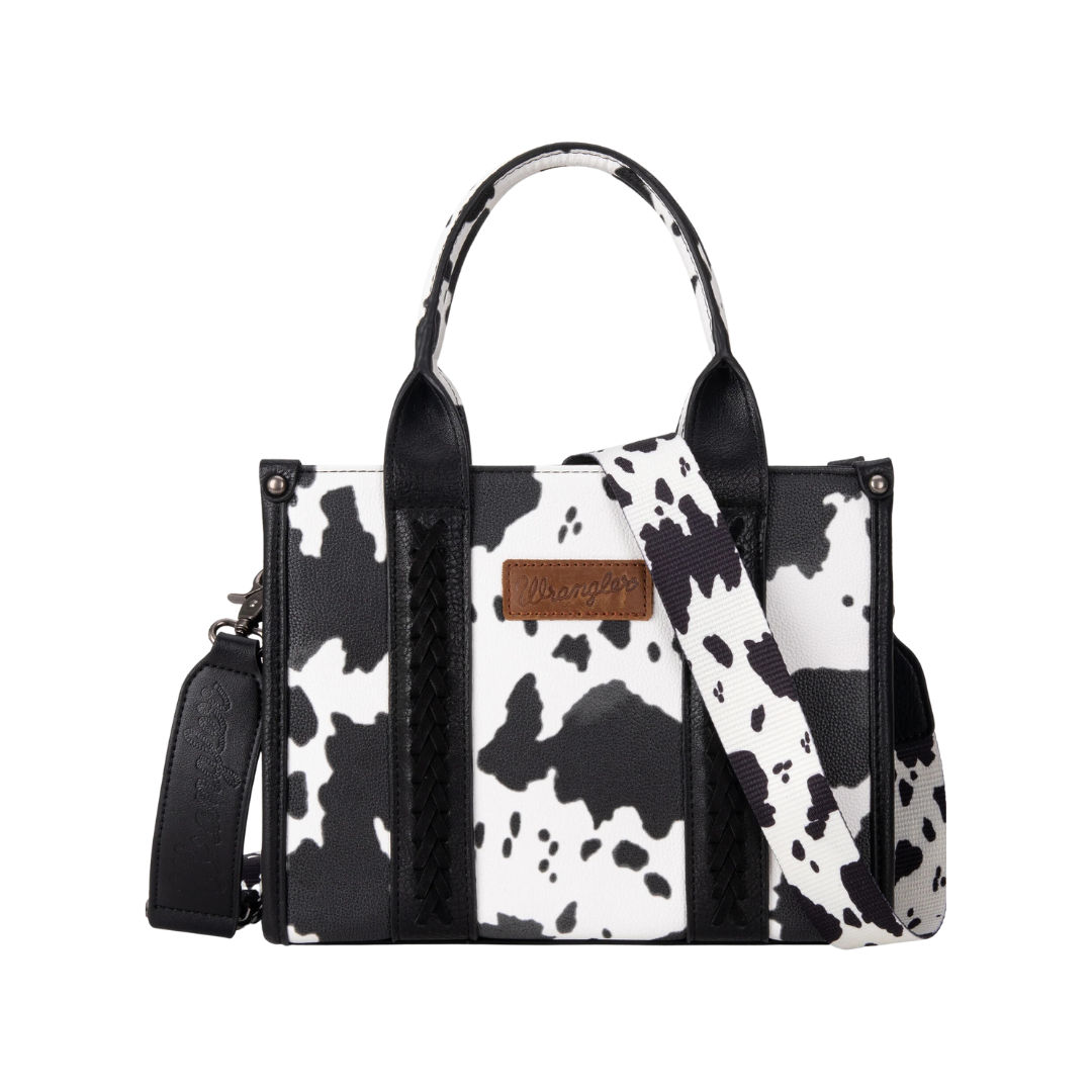 Wrangler Women's Cow Print Carry Tote Black Crossbody