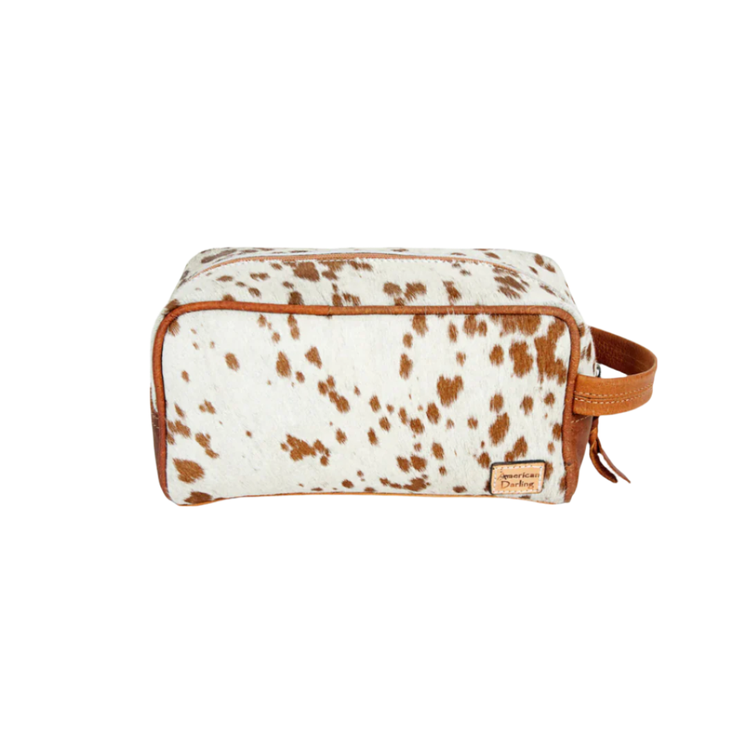 American Darlin Women's Cowhide White Toiletry Bag