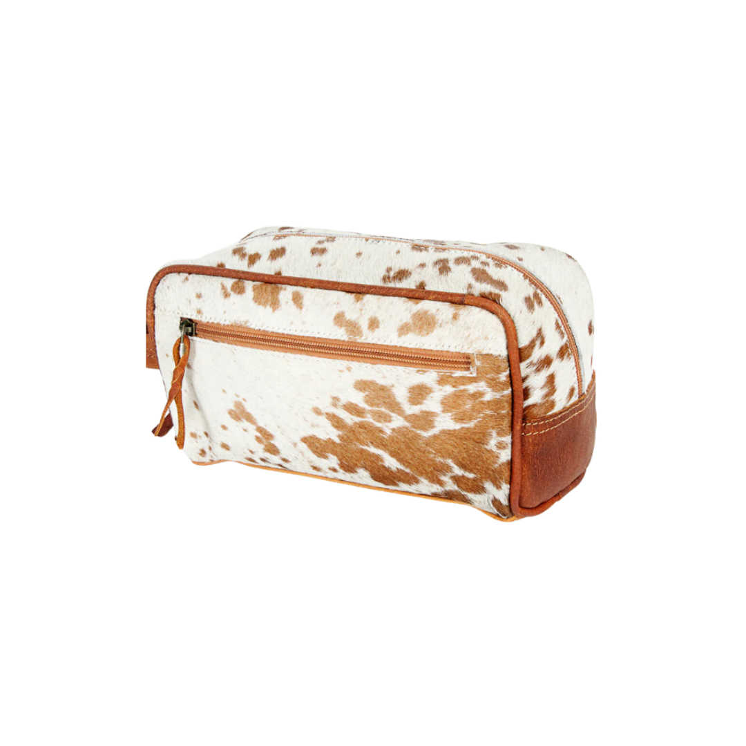 American Darlin Women's Cowhide White Toiletry Bag