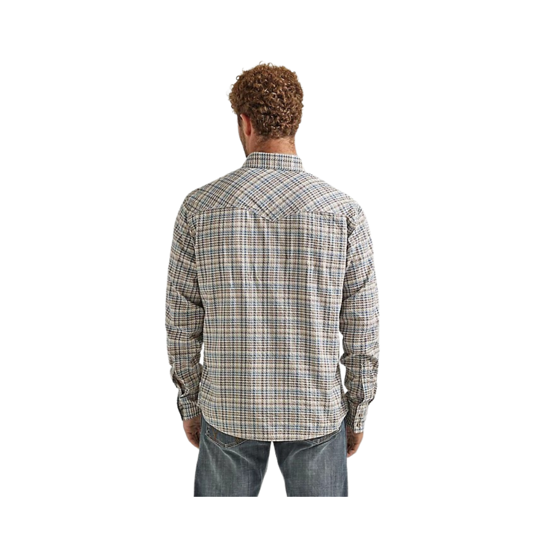 Wrangler Men's Retro Premium Long Sleeve Snap Plaid Haze Shirt