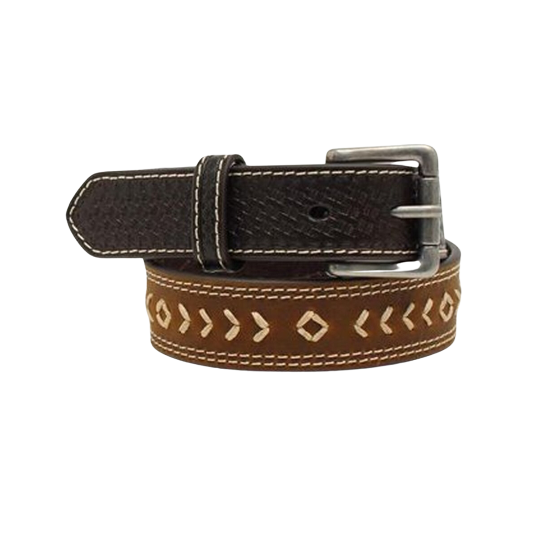 3D Youth Boy's Arrow Stitched Brown Belt