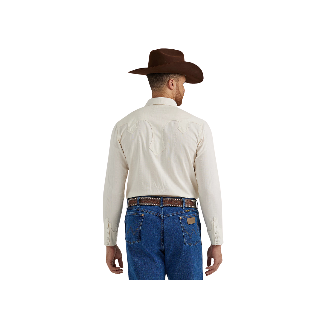 Wrangler Men's Rodeo Ben Western Snap Shirt - Ivory Textured Wrangler Men's Rodeo Ben Western Snap Shirt - Ivory Textured