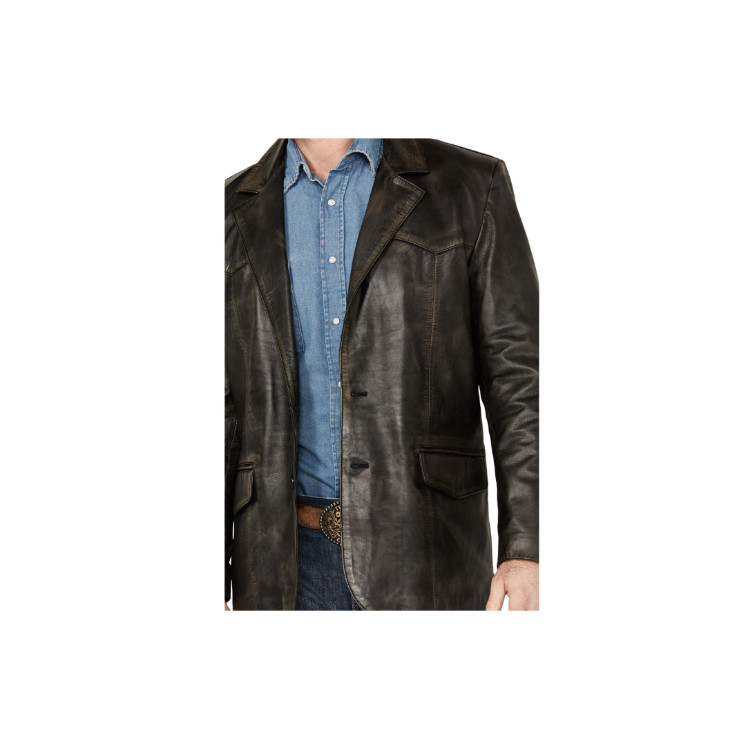 Sidran Men's Cripple Creek Leather Black Blazer