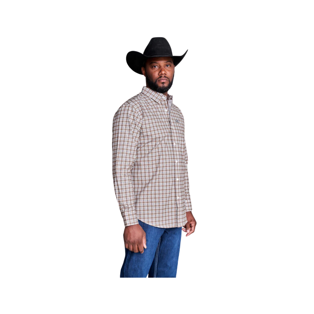 Kimes Ranch Men's Taos Plaid Dress Sand Shirt
