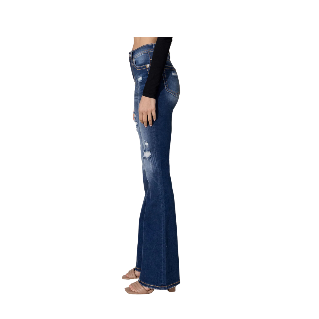 Miss Me Women's High Rise Sassy Flare Dark Wash Jeans
