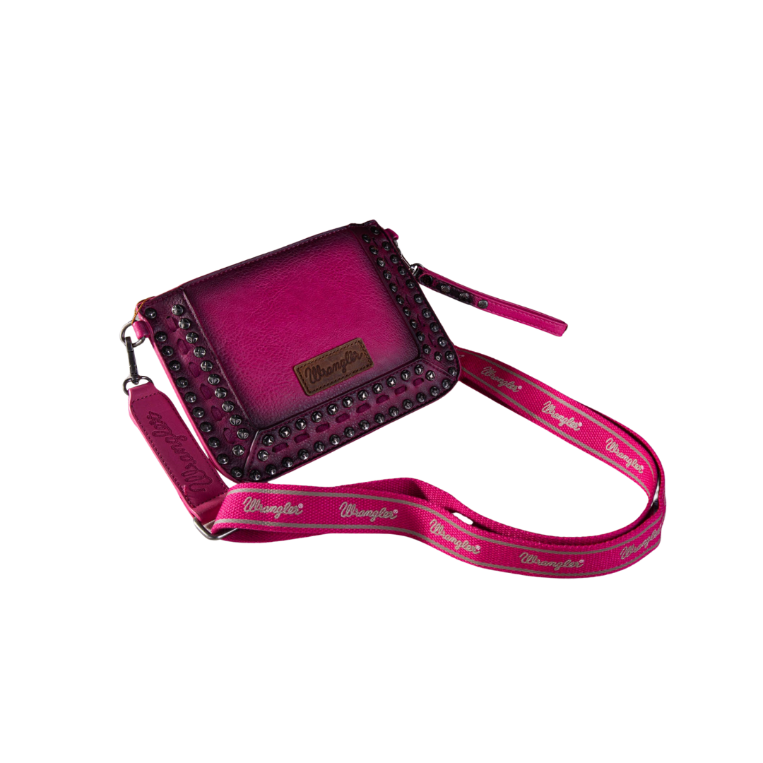Wrangler Women's Rivets Studded Wristlet Coral Crossbody