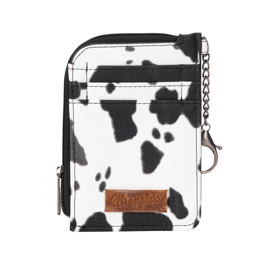 Wrangler Women's Cow Print Mini Zip Card Black Case
