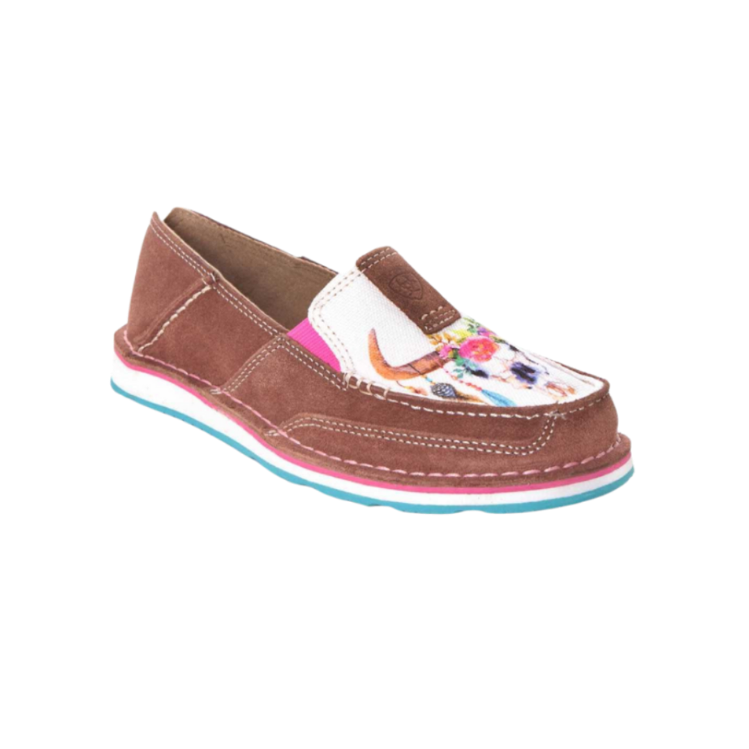Ariat Women's Cruiser Floral Steerhead Saddle Suede Tan Shoes