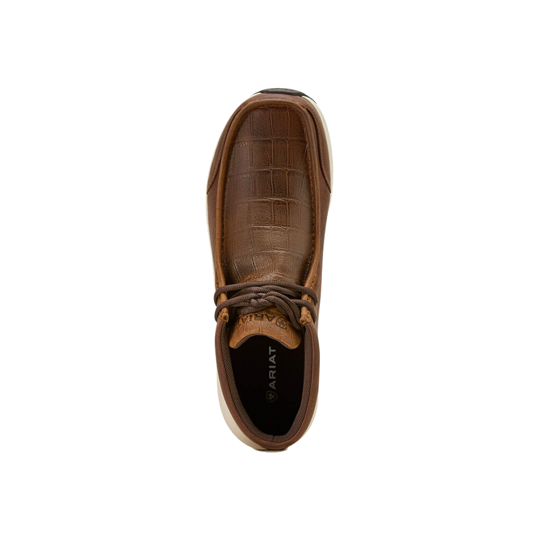 Ariat Men's Spitfire Brown Crocodile Print Moccasin Shoes