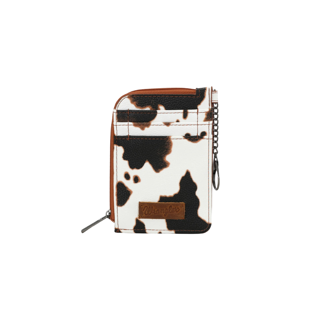 Wrangler Women's Cow Print Print Mini Zip Card Brown Case