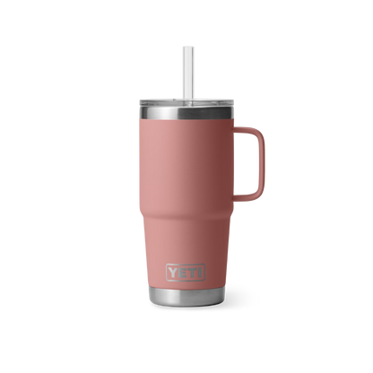Yeti Rambler 25oz Sandstone Pink Straw Mug