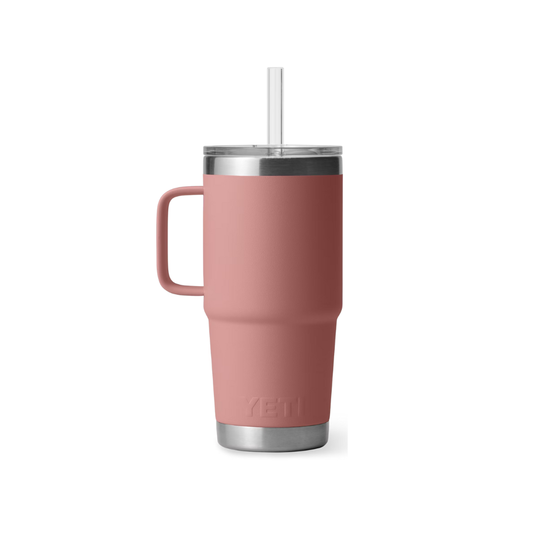 Yeti Rambler 25oz Sandstone Pink Straw Mug