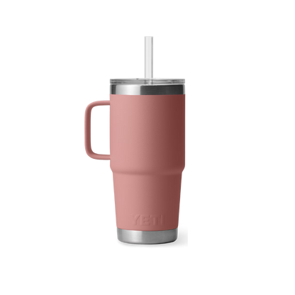 Yeti Rambler 25oz Sandstone Pink Straw Mug