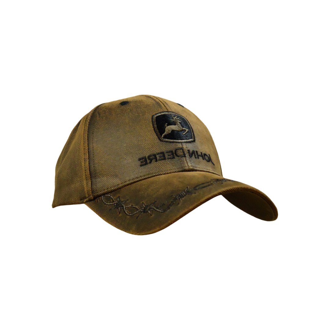 John Deere Cotton Oilskin Logo Embroidered Brown Cap