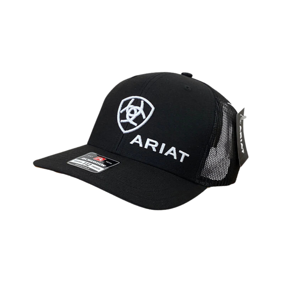 Ariat M&amp;F Black &amp; White Logo Embroidered Mesh Cap