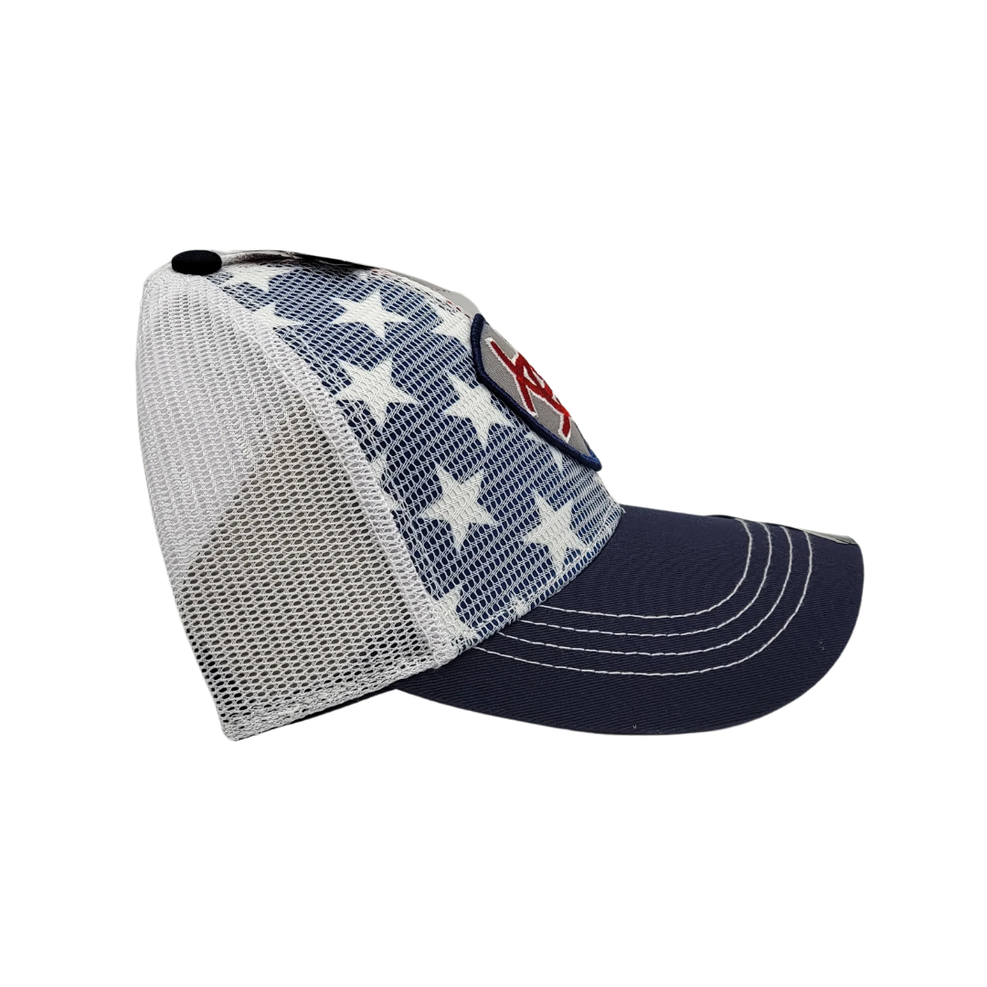Ariat M&amp;F US Flag Shield White Mesh Overlay Cap