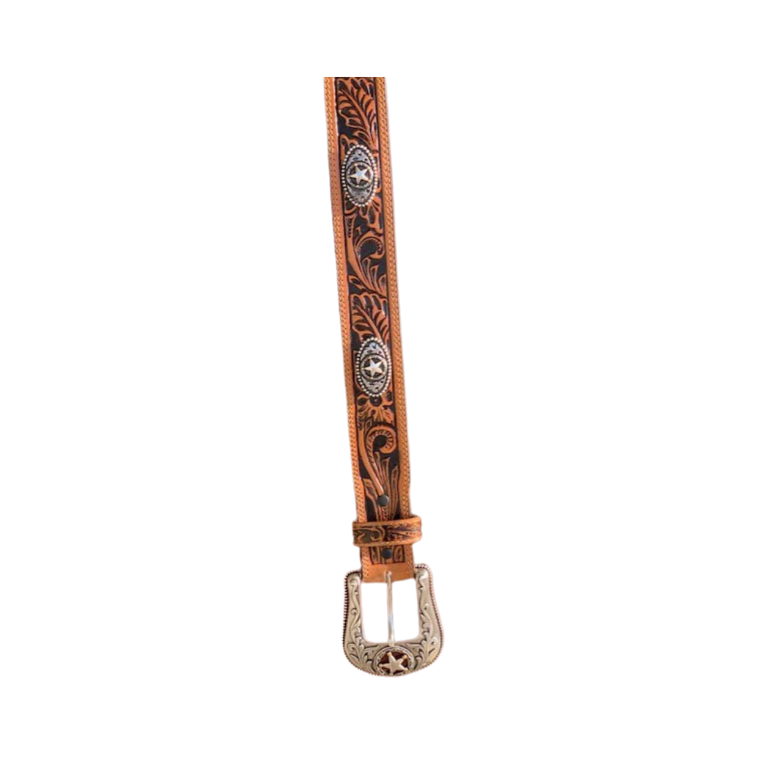 Justin Men's 5 Star Ranch Tan Floral Brown Belt