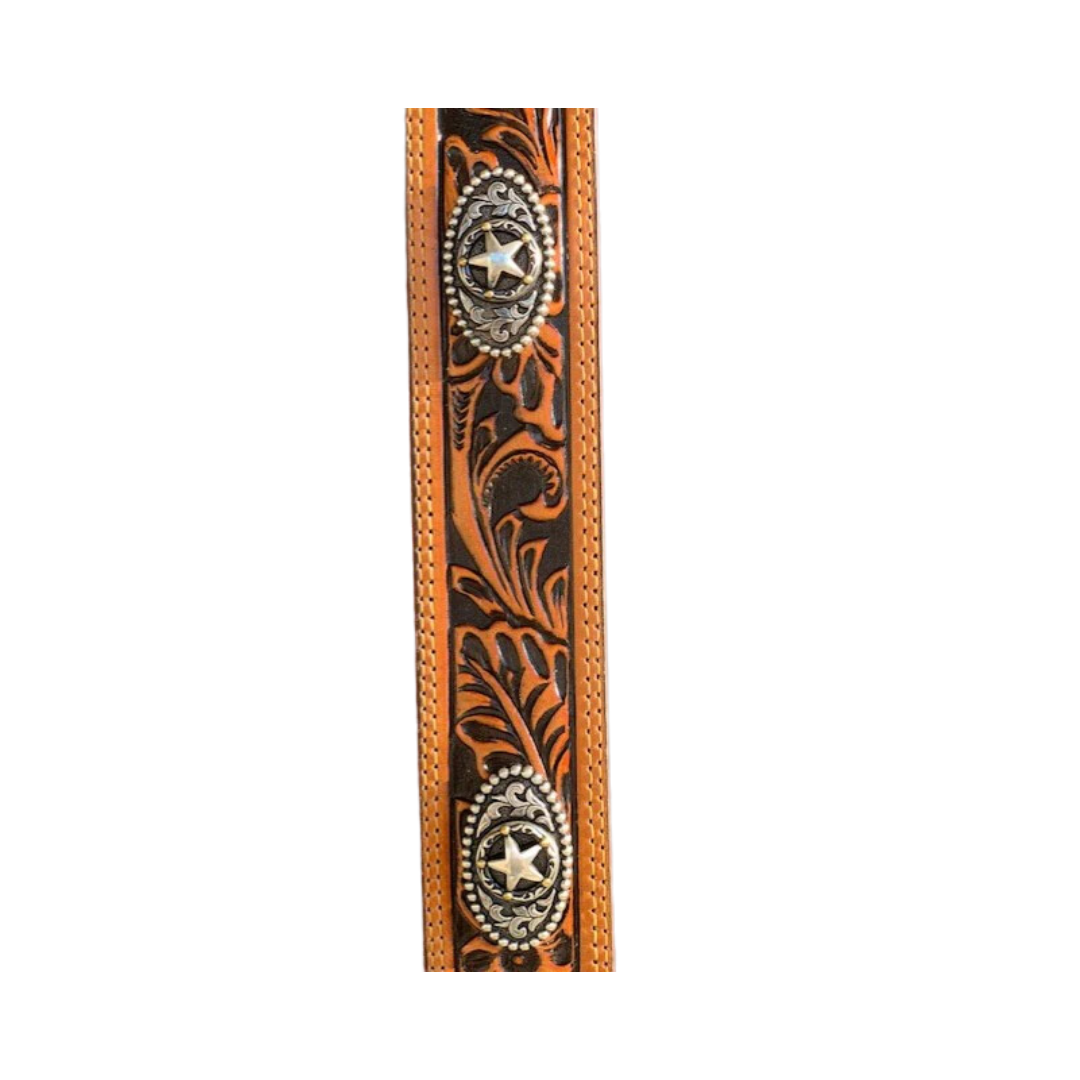 Justin Men's 5 Star Ranch Tan Floral Brown Belt