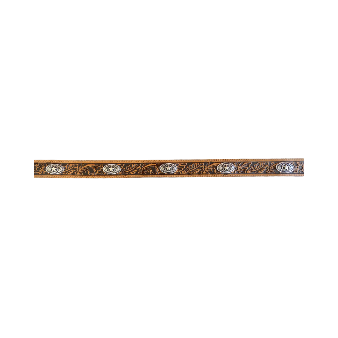 Justin Men's 5 Star Ranch Tan Floral Brown Belt