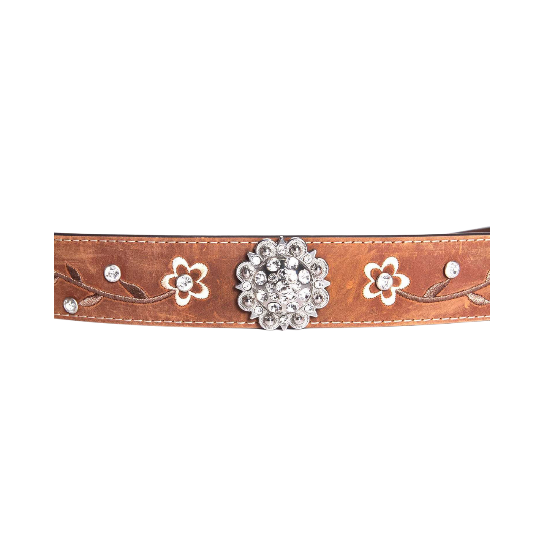 Ariat Women's Embroidered Scrolling Flowers & Crystals Belt