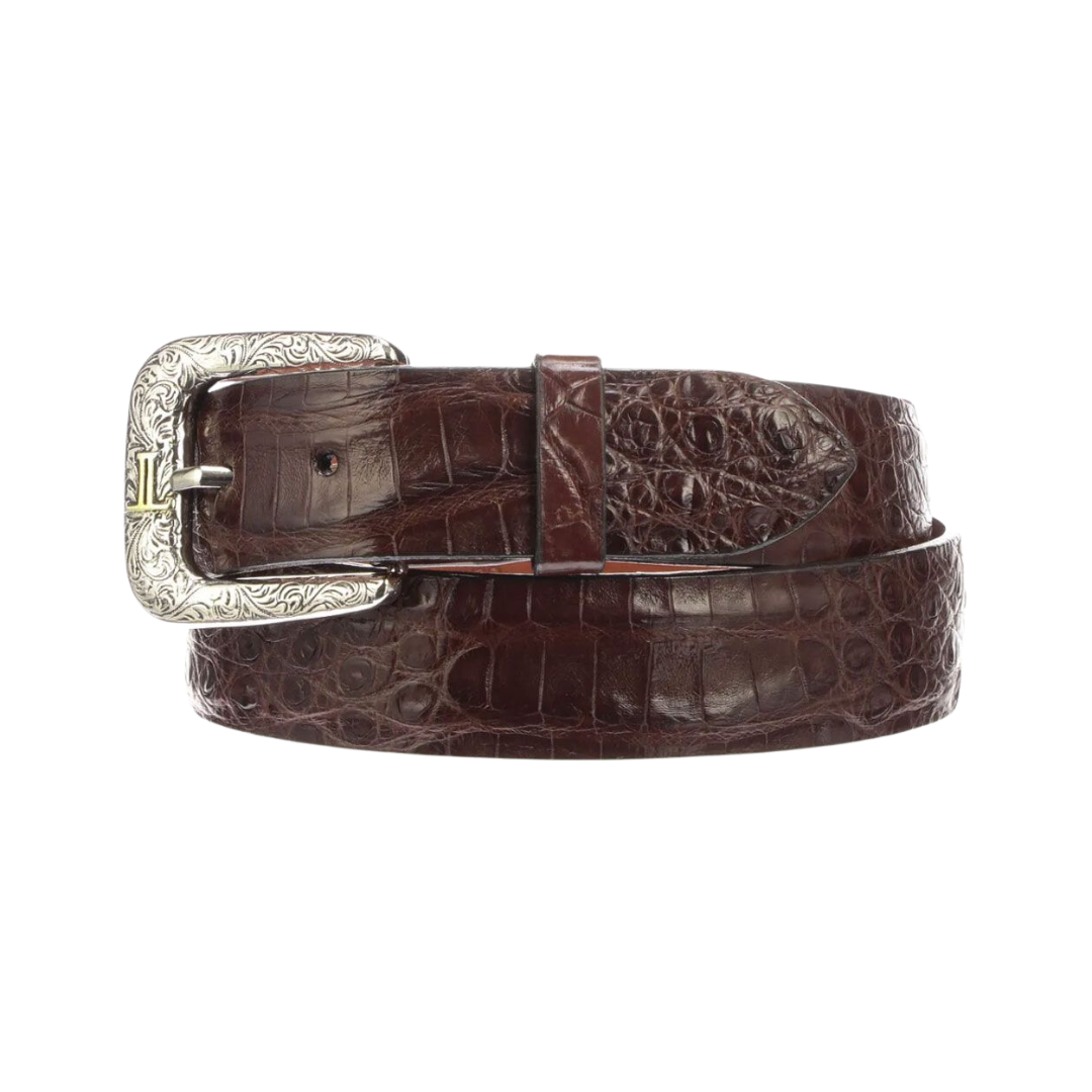 Lucchese Men's Sienna Caiman Ultra Belly Leather Brown Belt