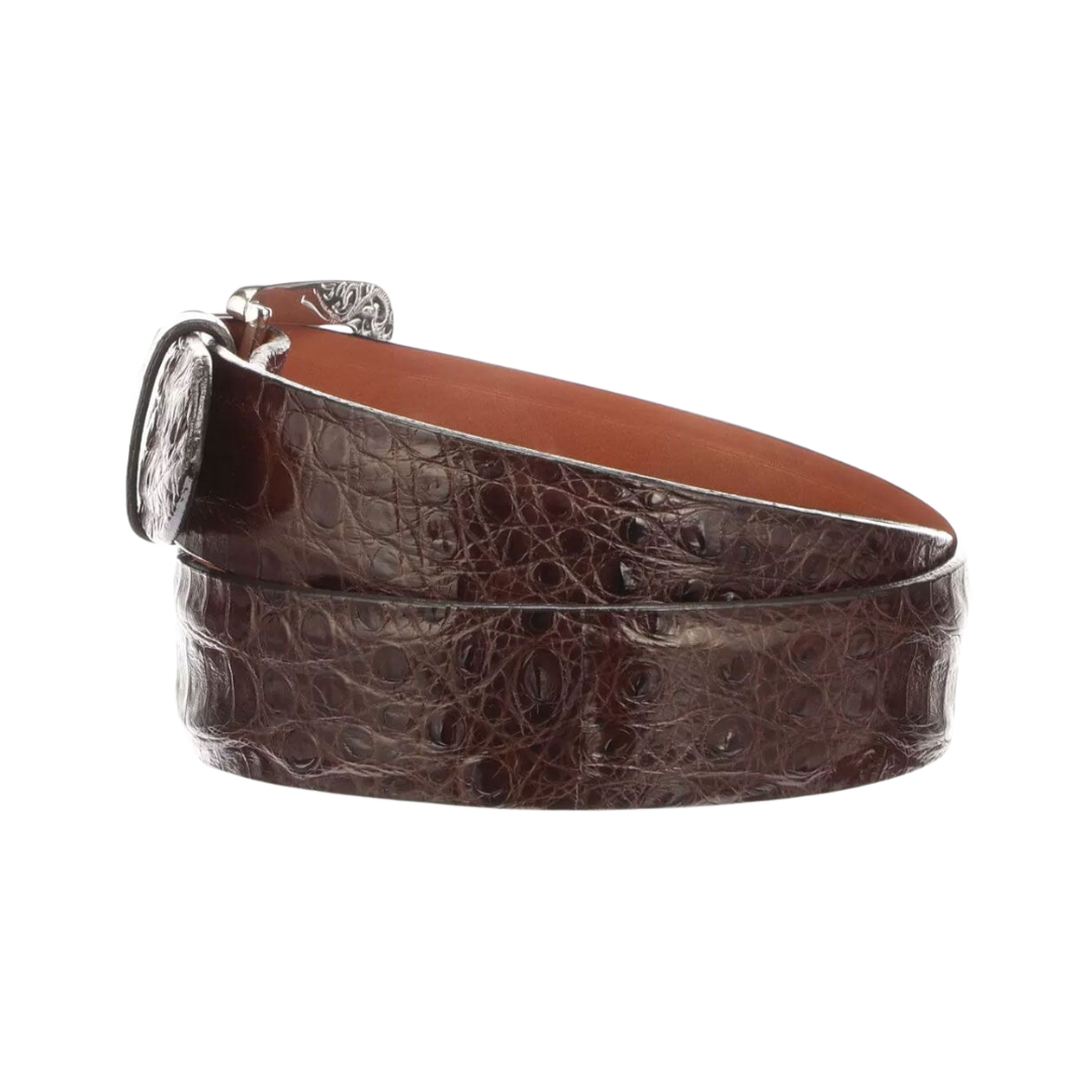 Lucchese Men's Sienna Caiman Ultra Belly Leather Brown Belt