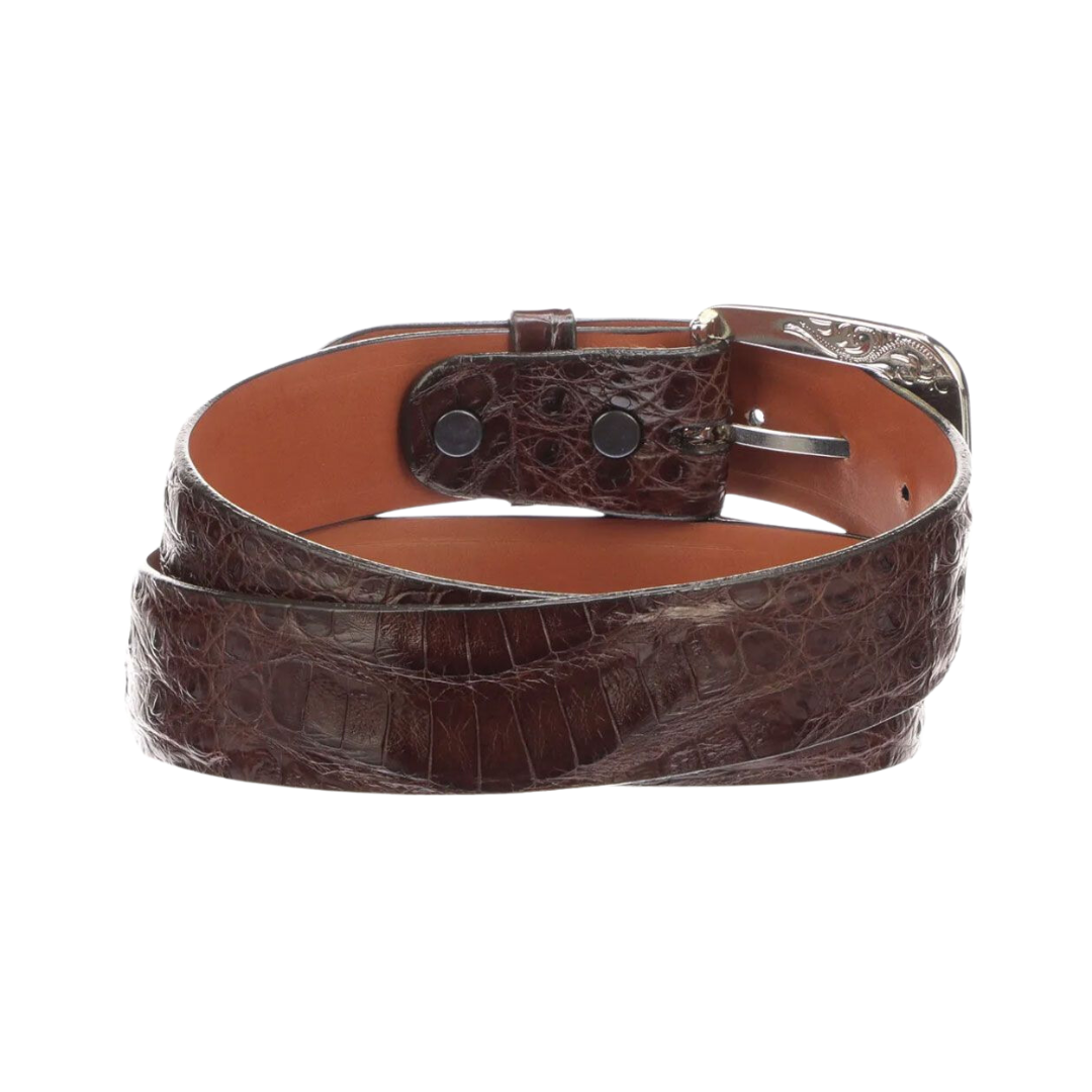 Lucchese Men's Sienna Caiman Ultra Belly Leather Brown Belt