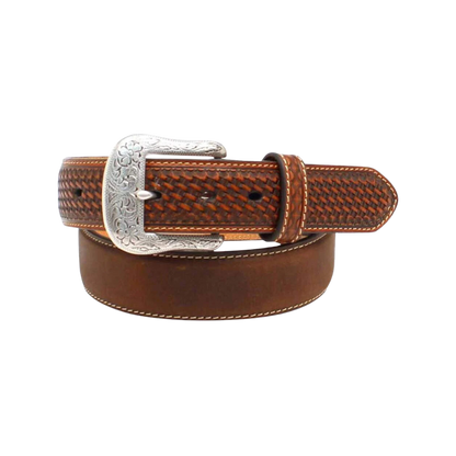 Ariat Mens Crosswoven Brown Leather Belt
