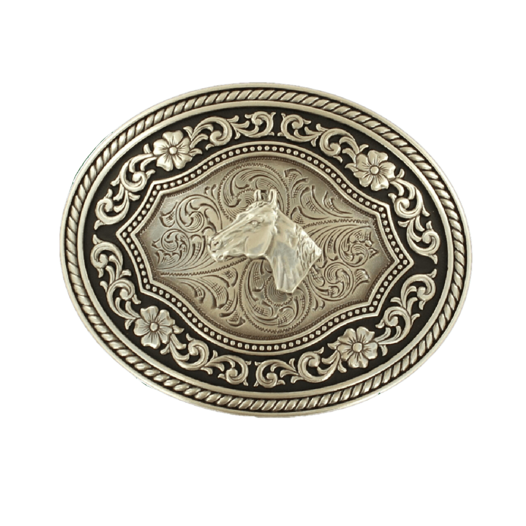Nocona Men's Oval Horsehead Belt Grey Buckle