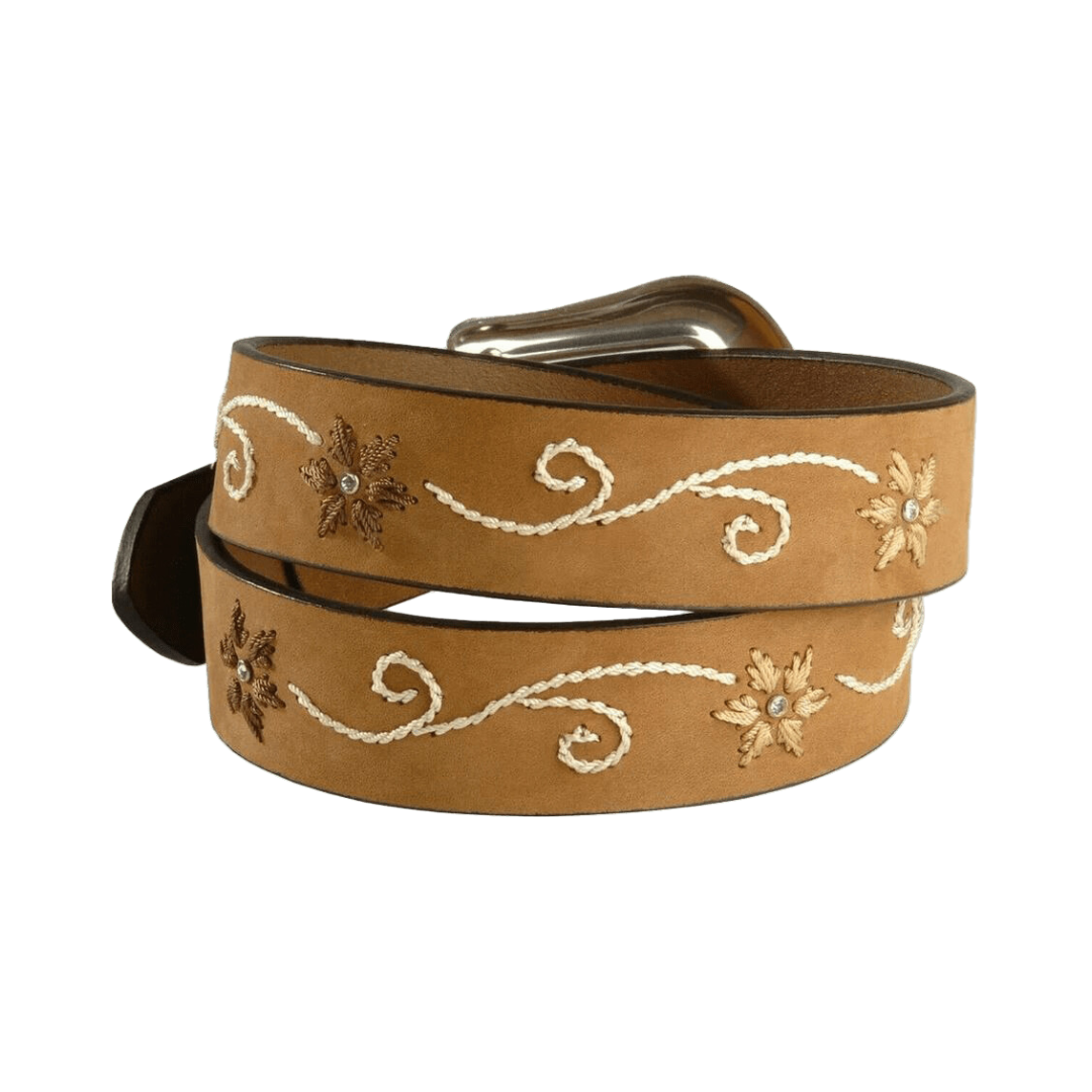 Nocona Women's Floral Leather Brown Belt